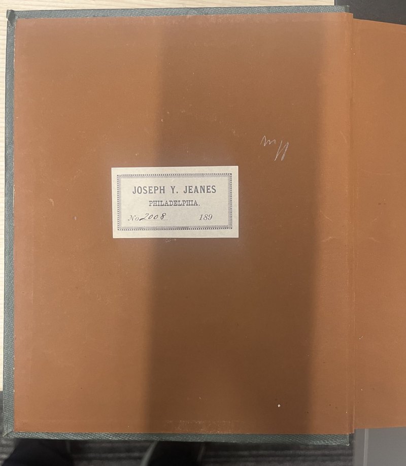Joseph Y. Jeanes, Philadelphia, bookplate numbered 2008