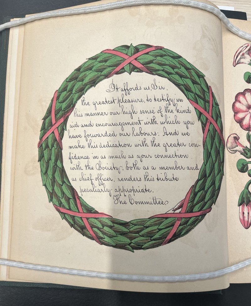 Illustrated committee statement facing the dedication