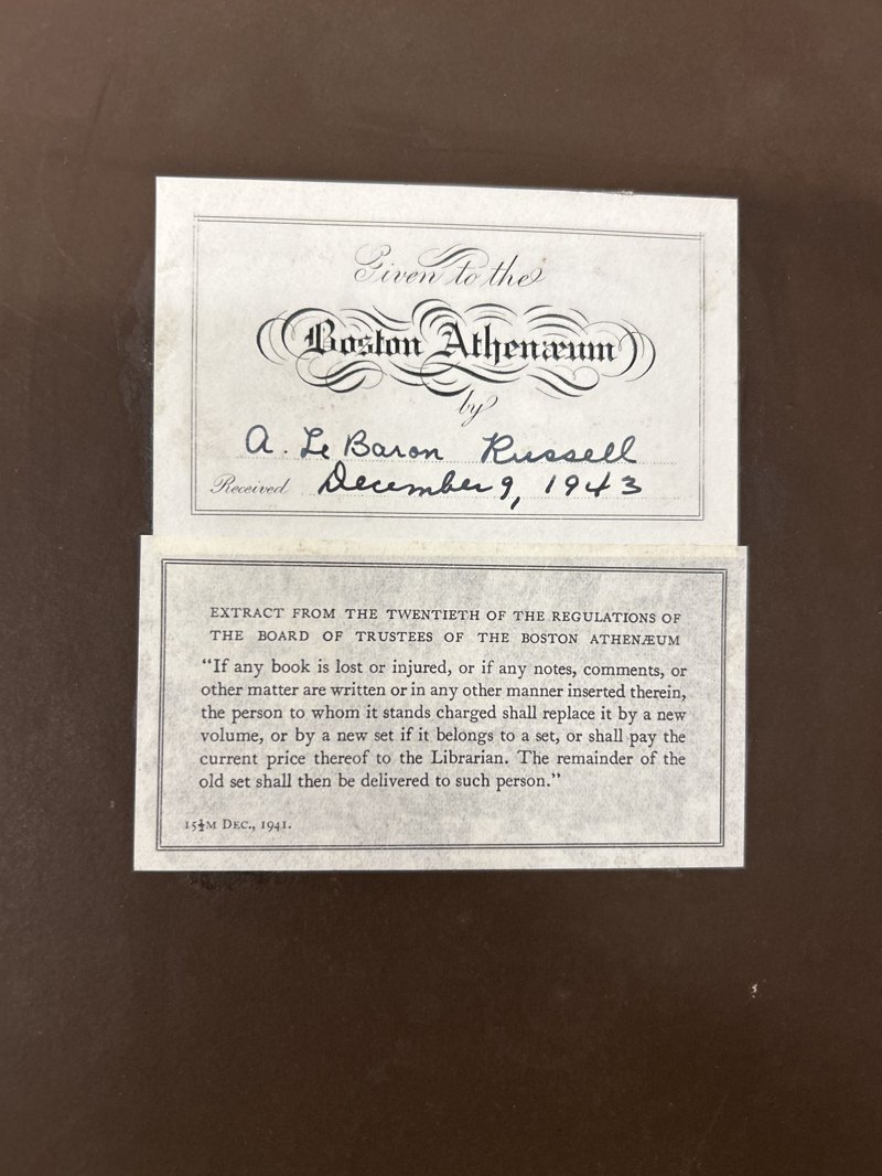 S032: Boston Athenæum bookplate recording the 1943 gift