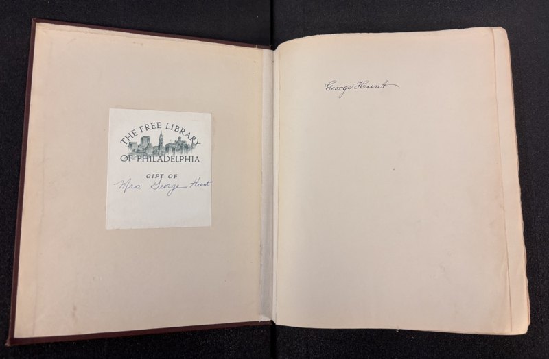 George Hunt’s signature and Mrs. George Hunt’s gift bookplate