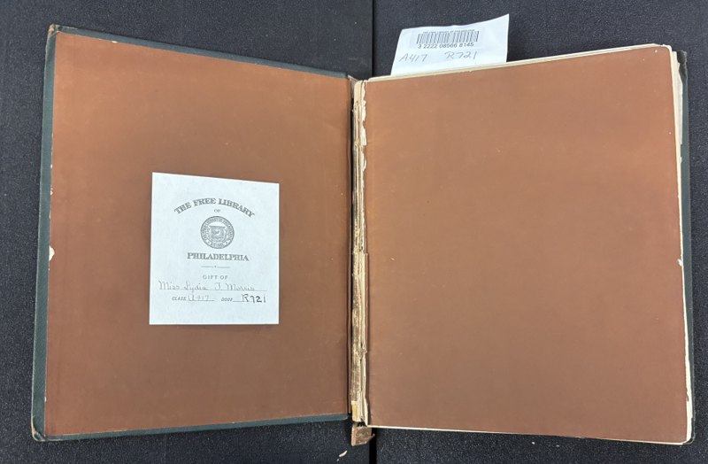 Free Library gift bookplate naming Miss Lydia T. Morris and item barcode