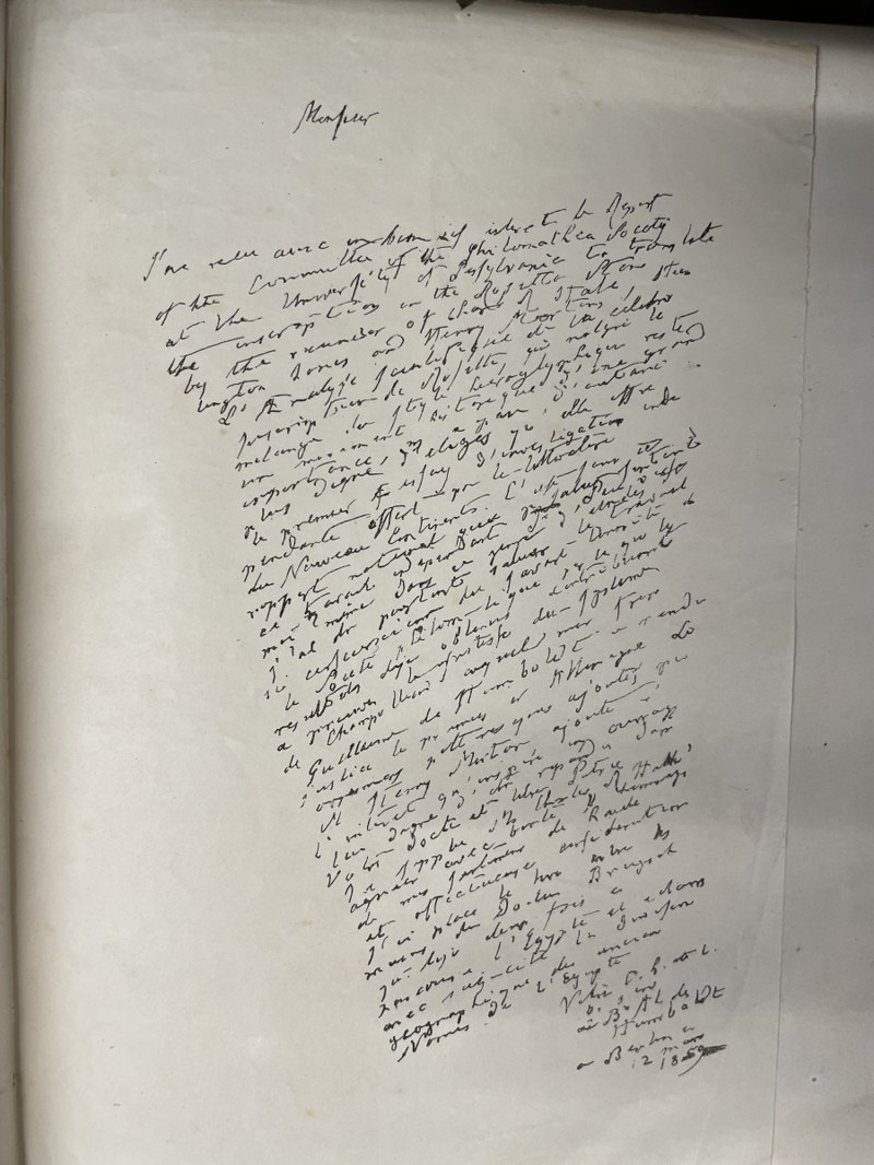 Facsimile of Humboldt’s German letter
