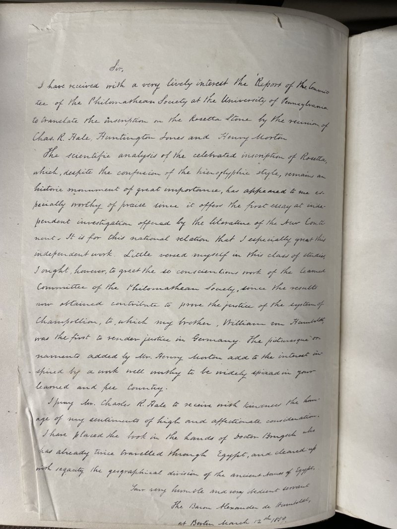 English translation reproduced in manuscript facsimile