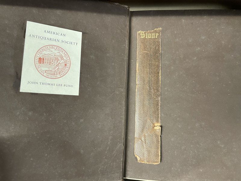 John Thomas Lee Fund bookplate and detached backstrip