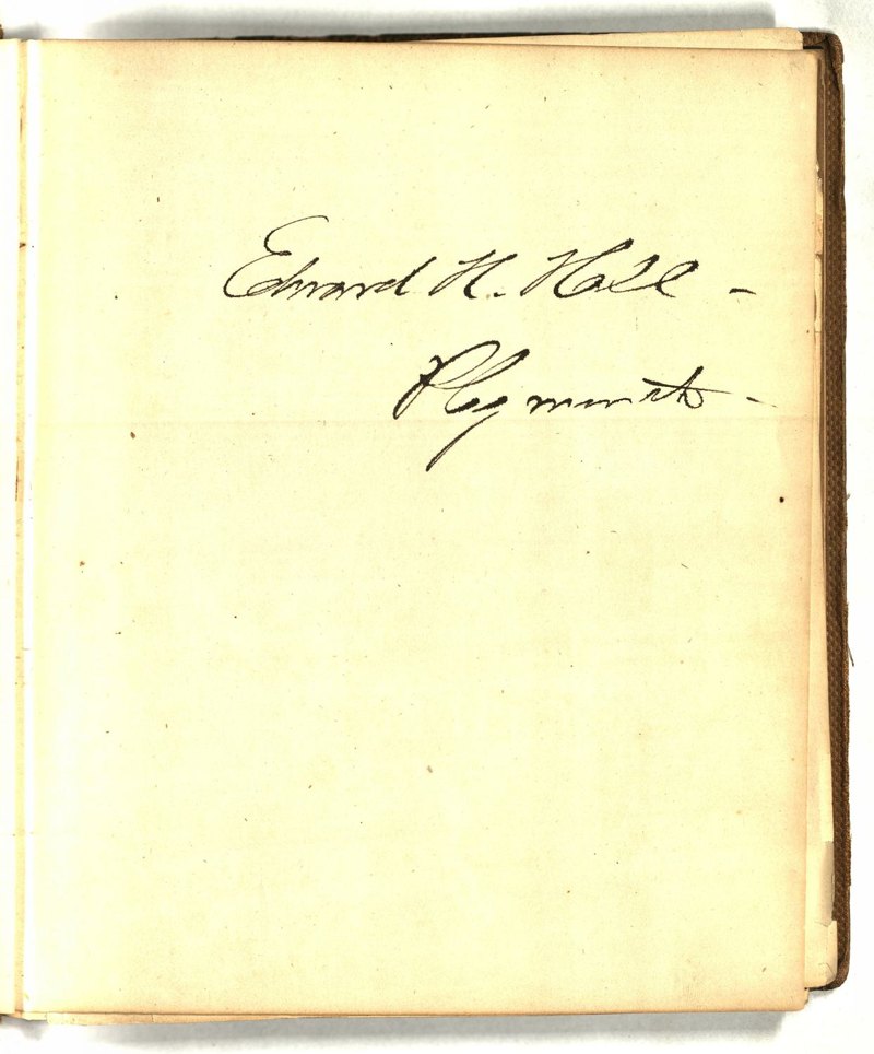 Edward H. Hall’s Plymouth ownership inscription