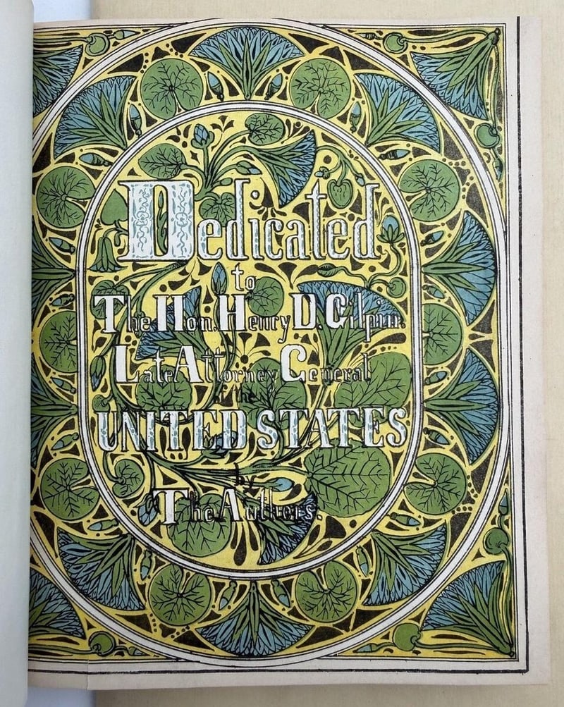 Colorful 1858 botanical dedication page to Henry D. Gilpin