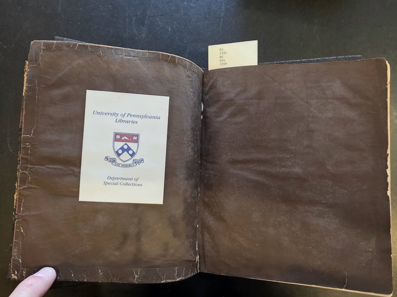 Front pastedown with University of Pennsylvania Libraries, Department of Special Collections bookplate