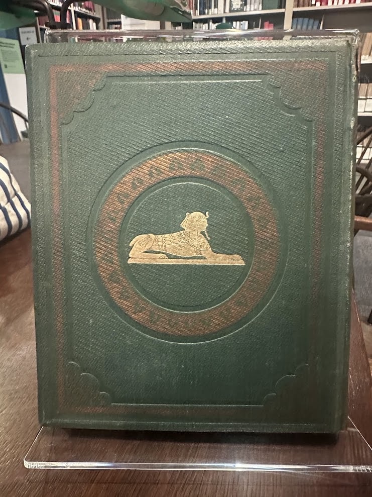 Original green cloth rear cover with gilt sphinx and brown-stamped decoration