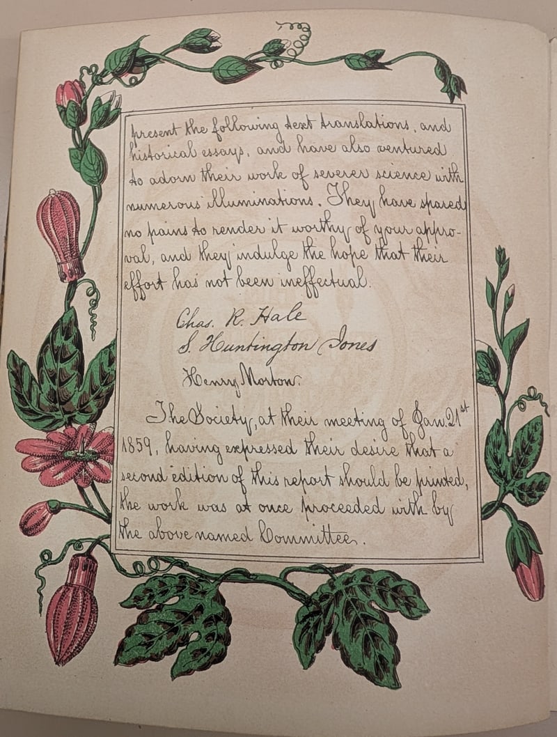 Report leaf signed in facsimile by Hale, Jones, and Morton, with the January 21, 1859 second-edition note